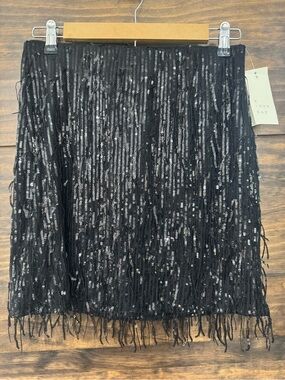 a new day Black Sequin Fringe Mini Skirt